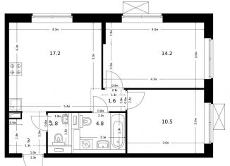 Продажа 2-комнатной квартиры, 53.1 м2, Благовещенск