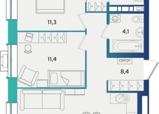 Продажа 2-комнатной квартиры, 61.5 м2, Татарстан