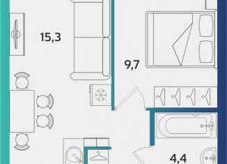 Продажа 1-ком. квартиры, 34.2 м2, Татарстан