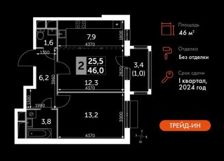 Продаю 2-ком. квартиру, 46 м2, Московская область, Римский проезд, 13