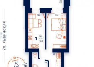 Продажа 1-комнатной квартиры, 40.8 м2, Вологодская область