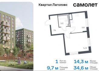 1-ком. квартира на продажу, 34.6 м2, Ленинградская область