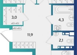 Двухкомнатная квартира на продажу, 69.9 м2, Альметьевск