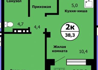 Продам двухкомнатную квартиру, 38.3 м2, Красноярский край, улица Лесников, 41Б