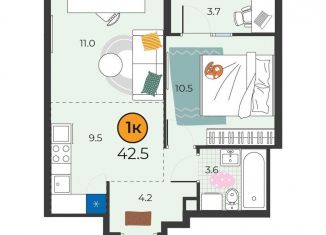 Продается однокомнатная квартира, 42.5 м2, Тюмень, улица Эльвиры Федоровой, 1к1, Восточный округ