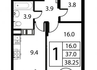 Продается 1-ком. квартира, 38.3 м2, Московская область