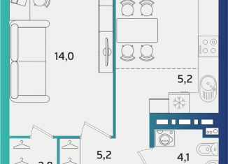 Продажа двухкомнатной квартиры, 38.6 м2, Татарстан