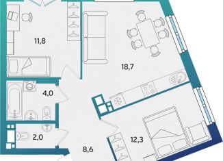 Продается 2-комнатная квартира, 57.8 м2, Альметьевск