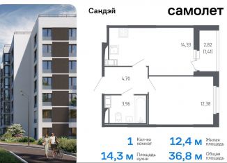 Продажа 1-комнатной квартиры, 36.8 м2, Санкт-Петербург, Красносельский район, жилой комплекс Сандэй, 7.2