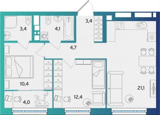 Продается 2-ком. квартира, 63.5 м2, Альметьевск