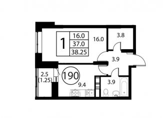 Продам 1-ком. квартиру, 38.3 м2, Московская область