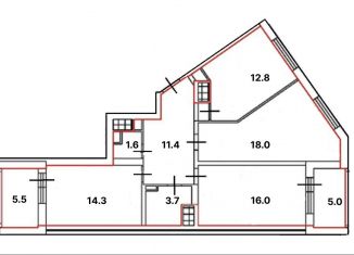 Трехкомнатная квартира на продажу, 77.8 м2, Мурино, улица Шувалова, 5, ЖК Гринландия