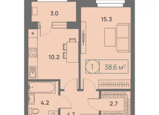 Продажа однокомнатной квартиры, 38.6 м2, Пермь, Трамвайная улица, 27, Дзержинский район