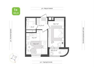 Продажа 1-комнатной квартиры, 43.6 м2, Ижевск, ЖК Парк-Квартал Атмосфера, улица Холмогорова, 107