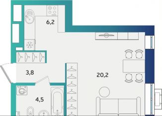 Продам однокомнатную квартиру, 34.7 м2, Татарстан