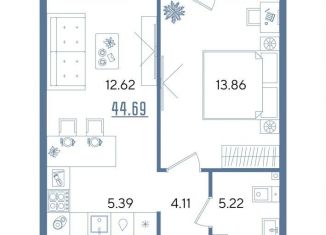 Однокомнатная квартира на продажу, 44.7 м2, Казань, Авиастроительный район