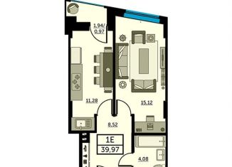 Продается 1-ком. квартира, 39.7 м2, Ростовская область, Красноармейская улица, 157В/83с3