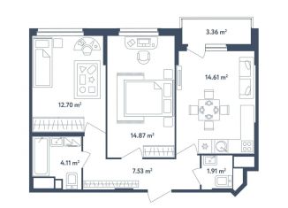 Продажа 3-ком. квартиры, 57.4 м2, Московская область