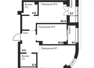 2-комнатная квартира на продажу, 77.5 м2, Челябинск, улица Труда, 157А