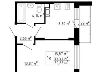 Продам 1-ком. квартиру, 28.7 м2, Ленинградская область, Рождественская улица, 2