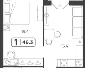 Продаю 1-ком. квартиру, 46.4 м2, Тюмень, Холодильная улица