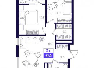 Продажа 2-ком. квартиры, 63.2 м2, Тюмень