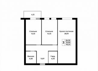 3-ком. квартира на продажу, 78.2 м2, Оренбург, Липовая улица, 13