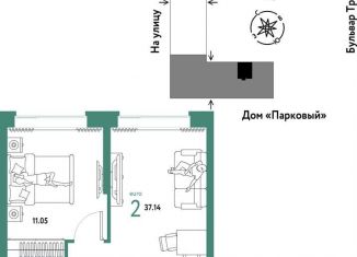 Продам двухкомнатную квартиру, 37.1 м2, Тюмень, улица Новосёлов, 100