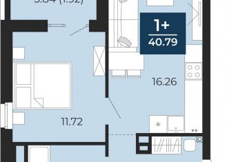 Продам 1-комнатную квартиру, 40.8 м2, деревня Патрушева, улица Петра Ершова, 12, ЖК Никольский