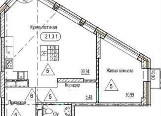 Продаю однокомнатную квартиру, 57.2 м2, Воронеж, набережная Чуева, 7