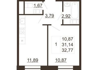 Продам 1-ком. квартиру, 32.8 м2, Ленинградская область, улица Хохлова, 16