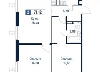 Продаю 2-ком. квартиру, 71.1 м2, Ленинградская область