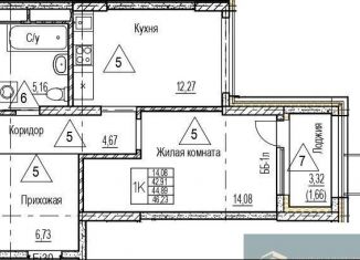 Продаю однокомнатную квартиру, 44.6 м2, Воронежская область, набережная Чуева, 7