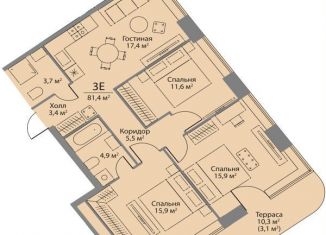 Продам 3-комнатную квартиру, 81.4 м2, Москва, район Раменки, улица Лобачевского, 124к3А