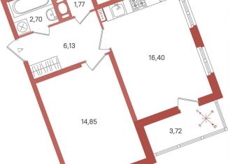 Продажа однокомнатной квартиры, 43.7 м2, Ленинградская область