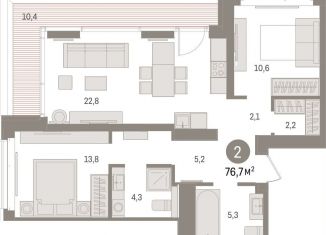 Продаю 2-ком. квартиру, 76.7 м2, Тюмень