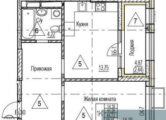 Продам 1-комнатную квартиру, 46.7 м2, Воронежская область, набережная Чуева, 7