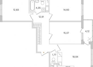 Продается 3-комнатная квартира, 82.2 м2, городской посёлок Янино-1, ЖК Ясно-Янино