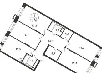 Продам четырехкомнатную квартиру, 112.5 м2, Московский, 7-я фаза, к2