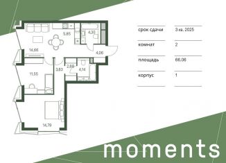 2-ком. квартира на продажу, 66.1 м2, Москва, 3-й Красногорский проезд, 5