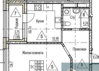 Продам однокомнатную квартиру, 40.9 м2, Воронежская область, набережная Чуева, 7