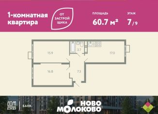 Продажа двухкомнатной квартиры, 60.7 м2, Московская область, жилой комплекс Ново-Молоково, 13