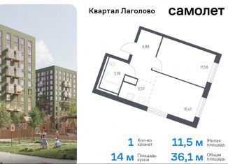 Продается однокомнатная квартира, 36.1 м2, Ленинградская область