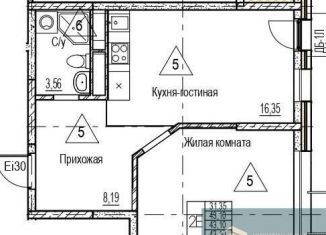 1-комнатная квартира на продажу, 43.1 м2, Воронежская область, набережная Чуева, 7