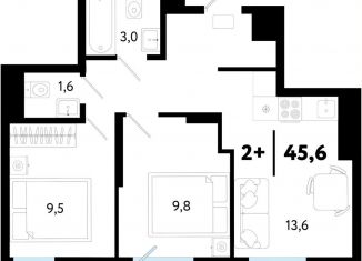 Продается двухкомнатная квартира, 45.6 м2, Тюмень