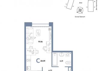 Продается квартира студия, 28.1 м2, Тюмень, улица Новосёлов, 98