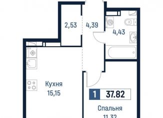 Продажа 1-комнатной квартиры, 37.8 м2, Мурино