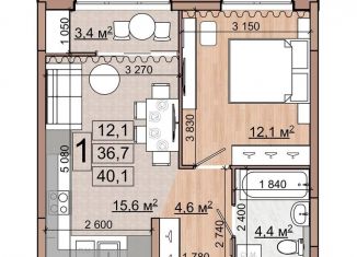 Продам 1-ком. квартиру, 38.4 м2, Московская область, улица Гудкова