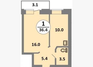 Продажа 1-комнатной квартиры, 36.4 м2, Красноярский край, проспект 60 лет Образования СССР, 48