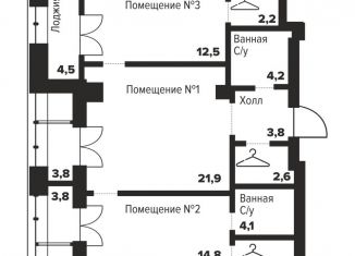 2-комнатная квартира на продажу, 69.3 м2, Челябинск, улица Труда, 157А